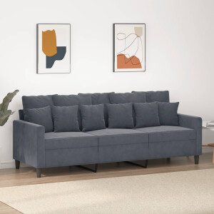 vidaXL Driezitsbank 180 cm fluweel donkergrijs