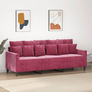 vidaXL Driezitsbank 180 cm fluweel wijnrood