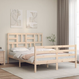 vidaXL Bedframe met hoofdbord massief hout