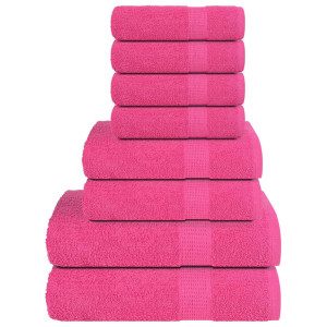 vidaXL 8-delige Handdoekenset 360 g/m² 100% katoen roze