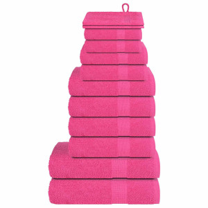 vidaXL 12-delige Handdoekenset 360 g/m² 100% katoen roze