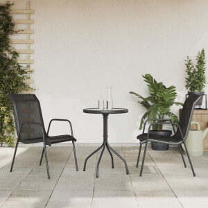 vidaXL 3-delige Tuinset staal zwart