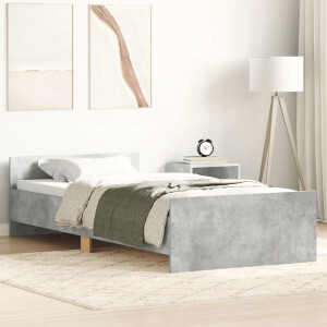 vidaXL Bedframe bewerkt hout betongrijs 100x200 cm