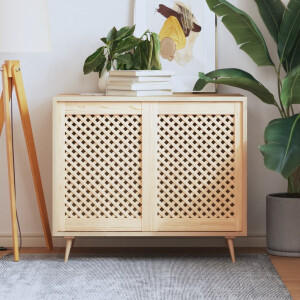 vidaXL Kastdeuren met latwerk 2 st 49,5x69 cm massief grenenhout