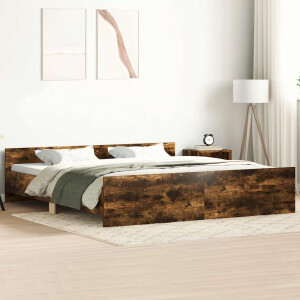vidaXL Bedframe met hoofd- en voeteneinde gerookt eiken 200x200 cm