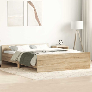 vidaXL Bedframe met hoofd- en voeteneinde sonoma eikenkleur 150x200 cm