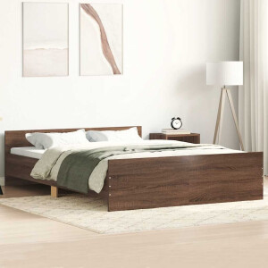 vidaXL Bedframe hoofd- en voeteneinde bruin eikenkleur 150x200 cm