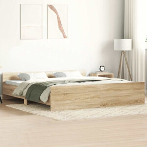 vidaXL Bedframe met hoofd- en voeteneinde sonoma eikenkleur 160x200 cm