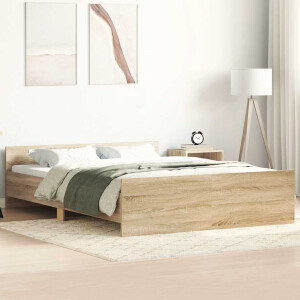 vidaXL Bedframe met hoofd- en voeteneinde sonoma eikenkleur 120x190 cm
