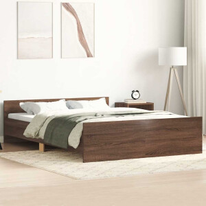 vidaXL Bedframe hoofd- en voeteneinde bruin eikenkleur 120x190 cm