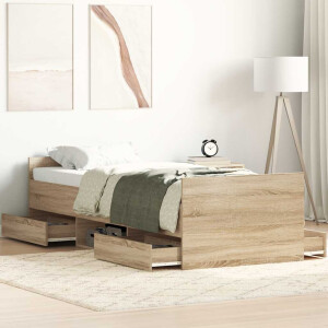 vidaXL Bedframe met hoofd- en voeteneinde sonoma eikenkleur 90x190 cm