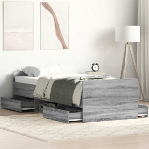 vidaXL Bedframe met hoofd- en voeteneinde grijs sonoma eiken 90x190 cm