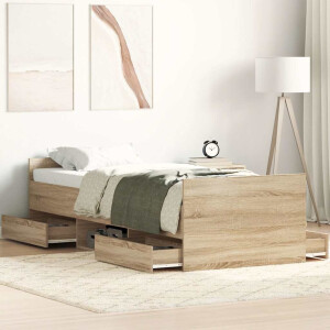 vidaXL Bedframe met hoofd- en voeteneinde sonoma eikenkleur 75x190 cm