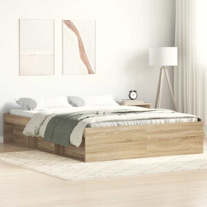 vidaXL Bedframe sonoma eikenkleurig 135x190 cm Double