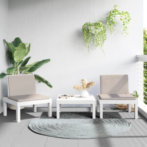 vidaXL 3-delige Loungeset met kussens PP wit