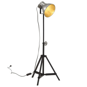 vidaXL Vloerlamp 25 W E27 35x35x65/95 cm vintage zilverkleurig