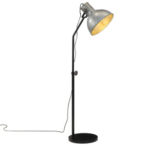 vidaXL Vloerlamp 25 W E27 30x30x90-150 cm vintage zilverkleurig