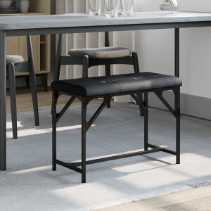 vidaXL Eetkamerbank 62x32x45 cm staal en kunstleer zwart