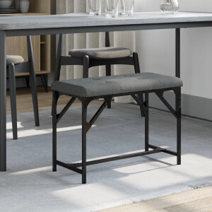 vidaXL Eetkamerbank 62x32x45 cm staal en stof donkergrijs