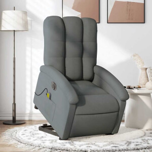 vidaXL Sta-op-massagestoel elektrisch verstelbaar stof donkergrijs