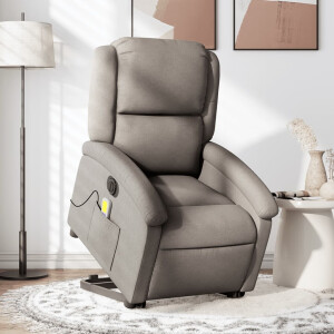 vidaXL Sta-op-massagestoel elektrisch verstelbaar stof taupe
