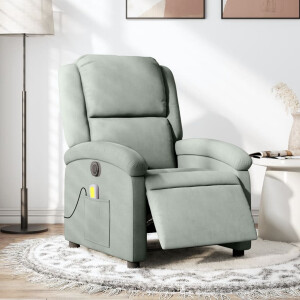 vidaXL Massagestoel elektrisch verstelbaar fluweel lichtgrijs
