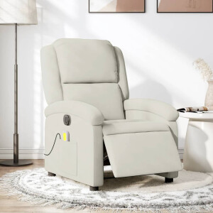 vidaXL Massagestoel elektrisch verstelbaar fluweel crèmekleurig