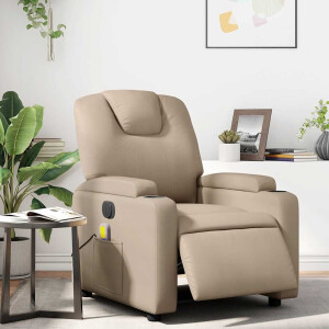 vidaXL Massagestoel verstelbaar elektrisch kunstleer cappuccinokleurig