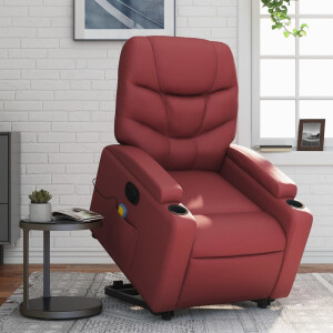 vidaXL Sta-op-massagestoel elektrisch kunstleer wijnrood