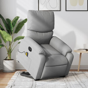 vidaXL Sta-op-massagestoel elektrisch verstelbaar stof lichtgrijs