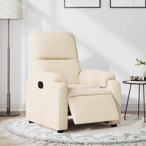 vidaXL Fauteuil elektrisch verstelbaar microvezelstof beige