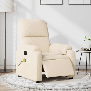 vidaXL Massagestoel elektrisch verstelbaar microvezelstof beige