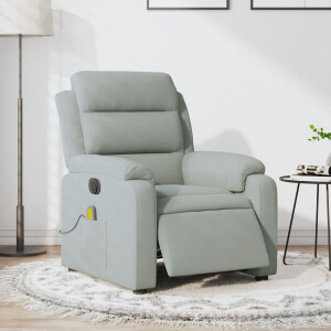 vidaXL Massagestoel elektrisch verstelbaar fluweel lichtgrijs