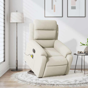 vidaXL Sta-op-massagestoel elektrisch verstelbaar fluweel crèmekleurig