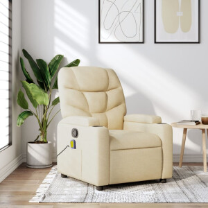 vidaXL Massagestoel met crèmekleurige stof