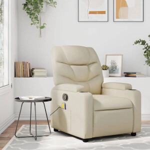 vidaXL Massagestoel van kunstleer in crèmekleur