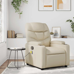 vidaXL Massagestoel van kunstleer in crèmekleur
