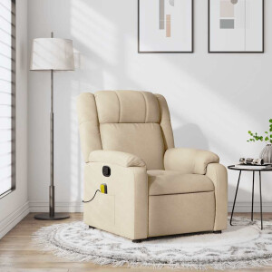 vidaXL Massagestoel met crèmekleurige stof