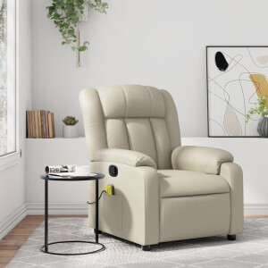 vidaXL Massagestoel van kunstleer in crèmekleur