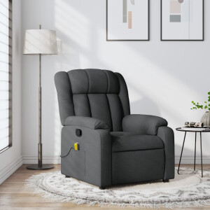 vidaXL Massagestoel in donkergrijze stof