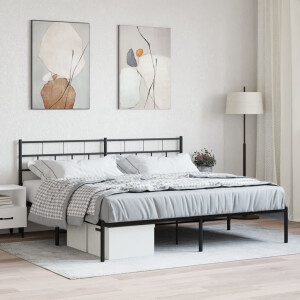 vidaXL Bedframe met hoofdbord metaal zwart 180x200 cm