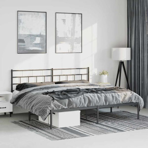 vidaXL Bedframe met hoofdbord metaal zwart 193x203 cm