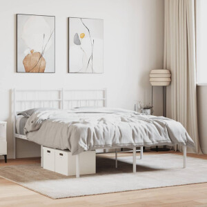 vidaXL Bedframe met hoofdbord metaal wit 140x200 cm