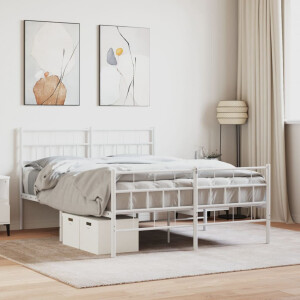 vidaXL Bedframe met hoofd- en voeteneinde metaal wit 120x200 cm
