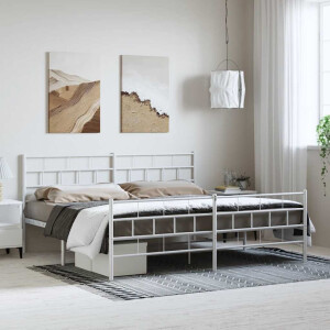 vidaXL Bedframe met hoofd- en voeteneinde metaal wit 193x203 cm