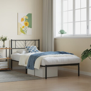 vidaXL Bedframe met hoofdbord metaal zwart 80x200 cm