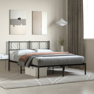 vidaXL Bedframe met hoofdbord metaal zwart 140x200 cm