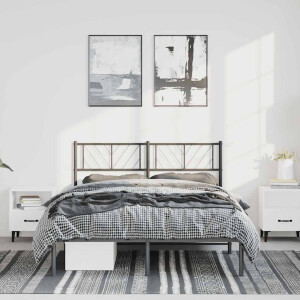 vidaXL Bedframe met hoofdbord metaal zwart 150x200 cm