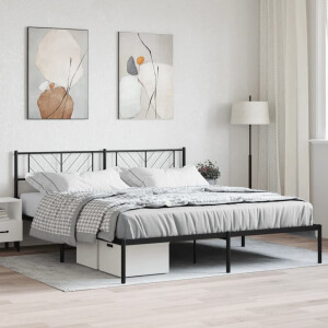 vidaXL Bedframe met hoofdbord metaal zwart 180x200 cm