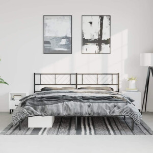 vidaXL Bedframe met hoofdbord metaal zwart 183x213 cm